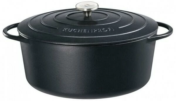 Küchenprofi Bratentopf Oval Aus Gusseisen In Schwarz 31 Cm / 24 X 18 Cm / 6 Liter/ 37 Cm