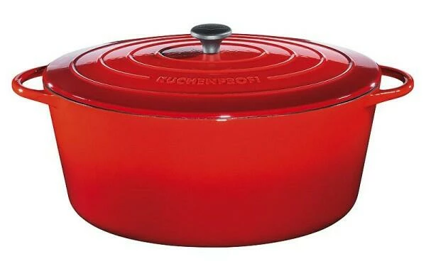 Küchenprofi Bratentopf Oval Aus Gusseisen In Rot 35 Cm / 27,5 X 22x5 Cm / 8,9 Liter/ / 27 Cm / 42,5 Cm – Bild 2