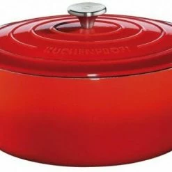 Küchenprofi Bratentopf Oval Aus Gusseisen In Rot 31 Cm / 24 X 18 Cm / 6Liter/ 24 Cm / 37,9 Cm