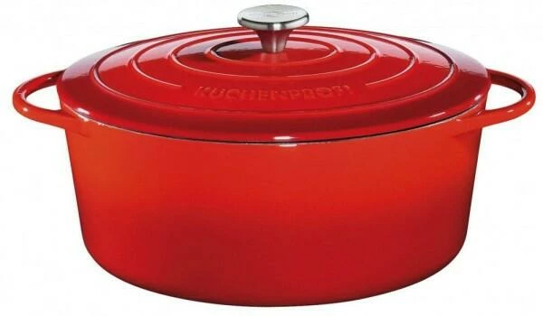 Küchenprofi Bratentopf Oval Aus Gusseisen In Rot 31 Cm / 24 X 18 Cm / 6Liter/ 24 Cm / 37,9 Cm