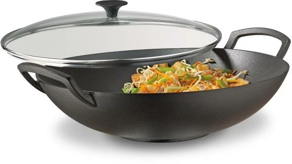Spring Wok-Set Aus Gusseisen Mit Glasdeckel, 35 Cm – Bild 2