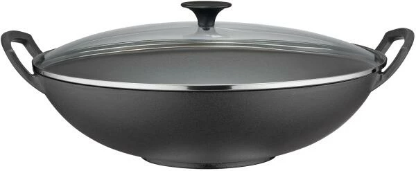 Spring Wok-Set Aus Gusseisen Mit Glasdeckel, 35 Cm