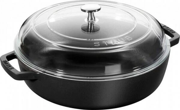 Staub Bräter Mit Glasdeckel In Schwarz 28 Cm / 22,2 Cm / 16,2 Cm / 4,33 Kg / 3,7 L