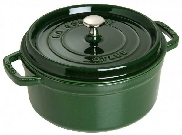 Staub Cocotte Rund Aus Gusseisen In Basilikumgrün 22 Cm / 18 Cm/ 10 Cm/ 2,6 Liter