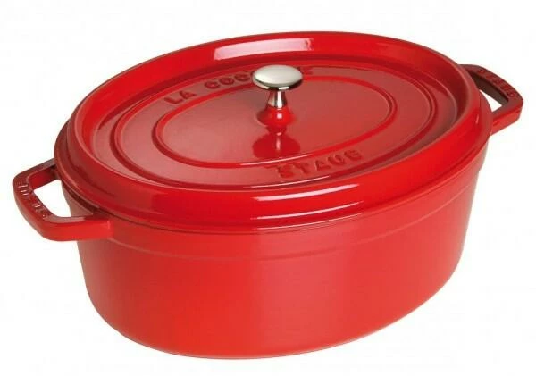 Staub Cocotte Oval Aus Gusseisen In Kirschrot 33 X 28 Cm / 6,5 Liter