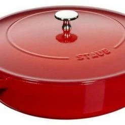 Staub Bräter Mit Chistera Drop-Structure In Kirschrot 24 Cm/ 2,4 L / 11,5 Cm/ 4,5 Kg