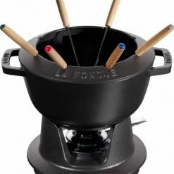 Staub Fondueset Aus Gusseisen In Schwarz 18 Cm / 12,5 Cm / 10 Cm / 1,6 L