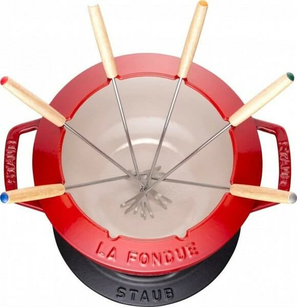 Staub Fondueset Aus Gusseisen In Kirschrot 16 Cm / 12,5 Cm / 8,4 Cm / 1,1 L 4 Staub Fondueset Aus Gusseisen In Kirschrot 16 Cm / 12,5 Cm / 8,4 Cm / 1,1 L – Bild 2