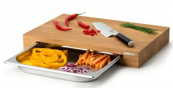 Continenta Schneidebrett Aus Eiche Mit Schublade 48 X 32,5 X 6 Cm – Bild 4