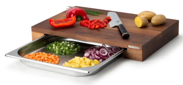 Continenta Schneidebrett Aus Walnuss Mit Schublade 39 X 27 X 6 Cm – Bild 2