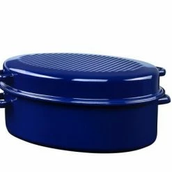 Riess Emaille Riess Gänsebräter, Oval Aus Emaille In Kobaltblau 42 Cm