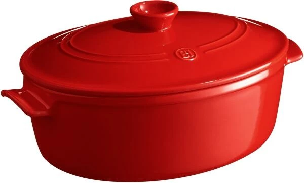 Emile Henry Schmortopf Oval In Granatapfel 31 Cm / 6 Liter