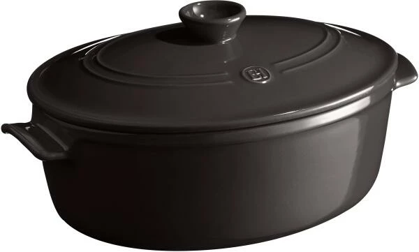 Emile Henry Schmortopf Oval In Fusain 31 Cm / 6 Liter