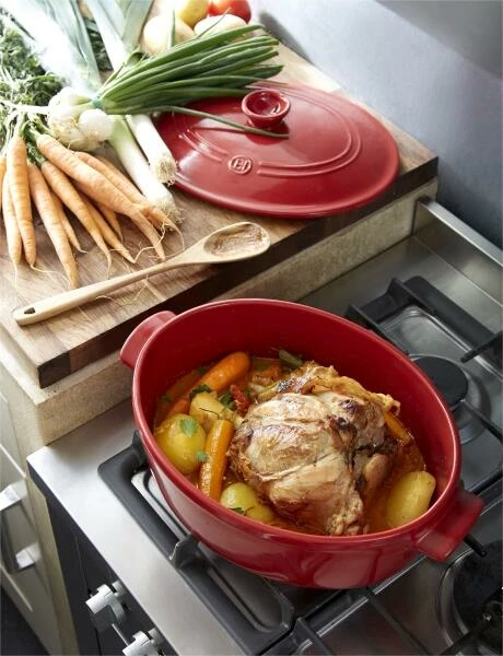 Emile Henry Schmortopf Oval In Fusain 31 Cm / 6 Liter – Bild 3