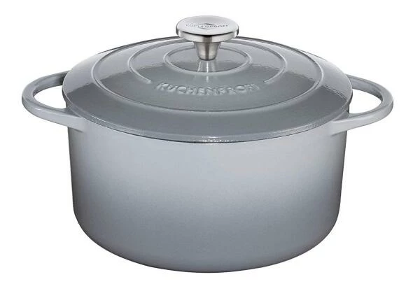 Küchenprofi Bratentopf Rund Aus Gusseisen Provence In Grau 26 Cm / 21 Cm / 11,5 Cm / 5,3 L